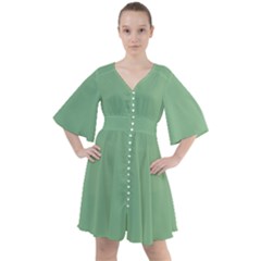 Color Dark Sea Green Boho Button Up Dress by Kultjers