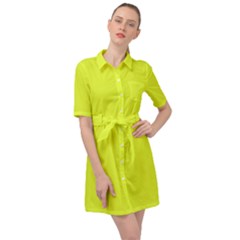 Color Luis Lemon Belted Shirt Dress by Kultjers