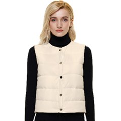 Color Blanched Almond Women s Short Button Up Puffer Vest by Kultjers