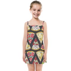Vector-seamless-pattern-with-italian-pizza-top-view Kids  Summer Sun Dress by Pakemis