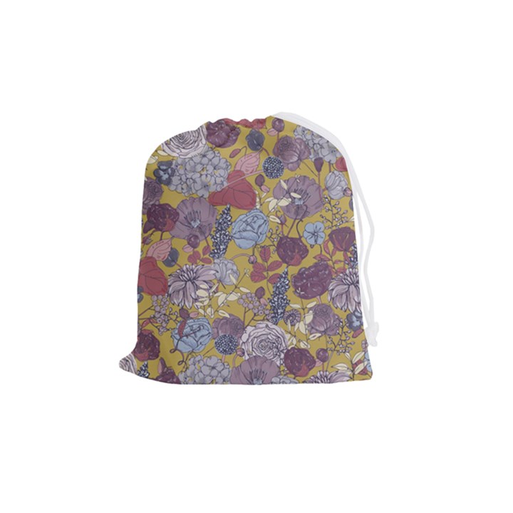 Floral Seamless Pattern With Flowers Vintage Background Colorful Illustration Drawstring Pouch (Medium)
