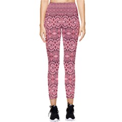 Pink-art-with-abstract-seamless-flaming-pattern Pocket Leggings  by Pakemis