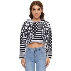 Black And White Women s Lightweight Cropped Hoodie by gasi