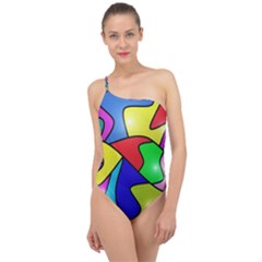 Colorful Abstract Art Classic One Shoulder Swimsuit by gasi