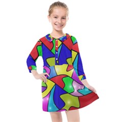 Colorful Abstract Art Kids  Quarter Sleeve Shirt Dress by gasi