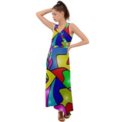 Colorful Abstract Art V-neck Chiffon Maxi Dress by gasi