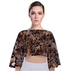 Background Graphic Beautiful Wallpaper Abstract Tie Back Butterfly Sleeve Chiffon Top by Uceng