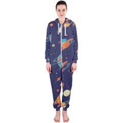 Space Galaxy Planet Universe Stars Night Fantasy Hooded Jumpsuit (ladies) by Uceng