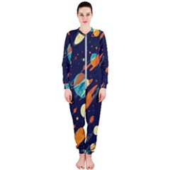 Space Galaxy Planet Universe Stars Night Fantasy Onepiece Jumpsuit (ladies) by Uceng