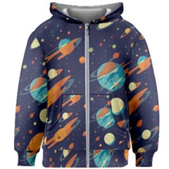 Space Galaxy Planet Universe Stars Night Fantasy Kids  Zipper Hoodie Without Drawstring by Uceng