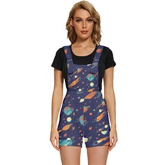 Space Galaxy Planet Universe Stars Night Fantasy Short Overalls by Uceng