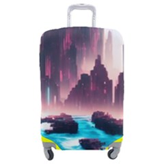 Urban City Cyberpunk River Cyber Tech Future Luggage Cover (medium) by Uceng