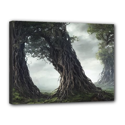 Trees Forest Woods Drawing Fantasy Dream Canvas 16  X 12  (stretched) by Uceng