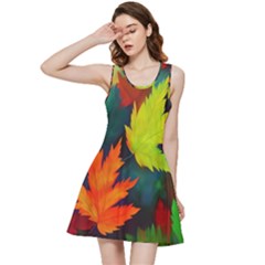 Leaves Foliage Autumn Nature Forest Fall Inside Out Racerback Dress by Uceng