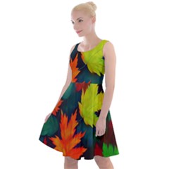 Leaves Foliage Autumn Nature Forest Fall Knee Length Skater Dress