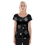 Christmas Snowflake Seamless Pattern With Tiled Falling Snow Cap Sleeve Top