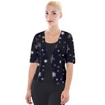 Christmas Snowflake Seamless Pattern With Tiled Falling Snow Cropped Button Cardigan