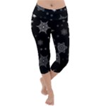 Christmas Snowflake Seamless Pattern With Tiled Falling Snow Lightweight Velour Capri Yoga Leggings