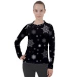Christmas Snowflake Seamless Pattern With Tiled Falling Snow Women s Pique Long Sleeve Tee