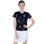 Christmas Snowflake Seamless Pattern With Tiled Falling Snow Women s Sports Top