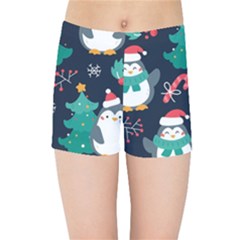 Colorful Funny Christmas Pattern Kids  Sports Shorts by Uceng