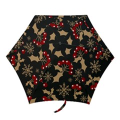 Christmas Pattern With Snowflakes Berries Mini Folding Umbrellas by Uceng