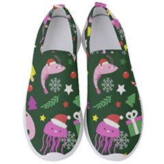 Dinosaur Colorful Funny Christmas Pattern Men s Slip On Sneakers by Uceng