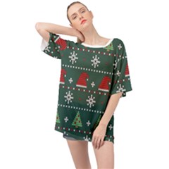 Beautiful Knitted Christmas Pattern Oversized Chiffon Top by Uceng
