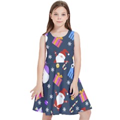 Colorful Funny Christmas Pattern Kids  Skater Dress by Uceng