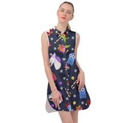 Colorful Funny Christmas Pattern Sleeveless Shirt Dress by Uceng