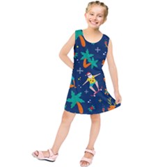 Colorful Funny Christmas Pattern Kids  Tunic Dress by Uceng