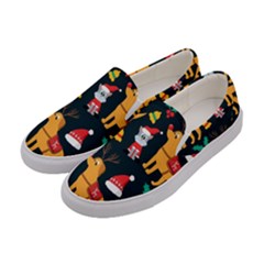Funny Christmas Pattern Background Women s Canvas Slip Ons