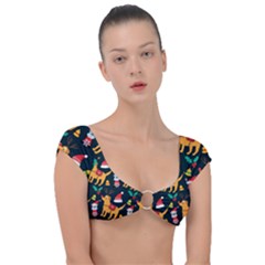 Funny Christmas Pattern Background Cap Sleeve Ring Bikini Top by Uceng