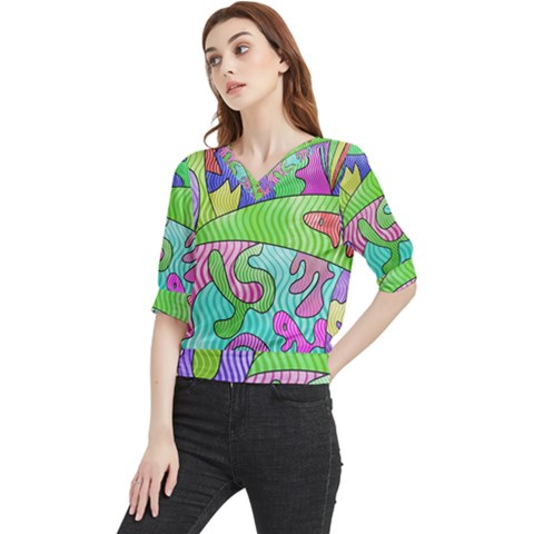Colorful Stylish Design Quarter Sleeve Blouse by gasi