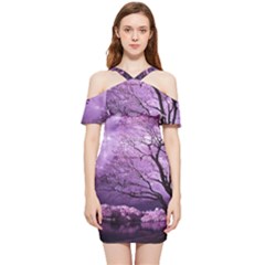 Violet Nature Shoulder Frill Bodycon Summer Dress by Sparkle