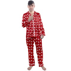 White Christmas Tree Red Men s Long Sleeve Satin Pajamas Set by TetiBright