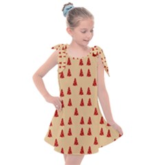 Red Christmas Tree Brown Kids  Tie Up Tunic Dress by TetiBright