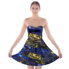 Space Futuristic Shiny Abstraction Flash Colorful Strapless Bra Top Dress by Pakemis