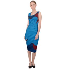 Background Abstract Design Blue Sleeveless Pencil Dress by Ravend
