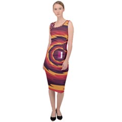 Illustration Door Abstract Concentric Pattern Sleeveless Pencil Dress by Ravend