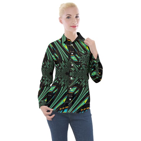 Art Pattern Abstract Design Women s Long Sleeve Pocket Shirt by Ravend