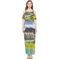 Aerial View Of Mountain And Body Of Water Draped Sleeveless Chiffon Jumpsuit by danenraven