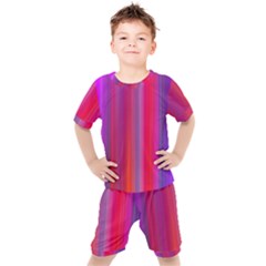 Multicolored Abstract Linear Print Kids  Tee And Shorts Set by dflcprintsclothing
