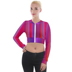 Multicolored Abstract Linear Print Long Sleeve Cropped Velvet Jacket by dflcprintsclothing