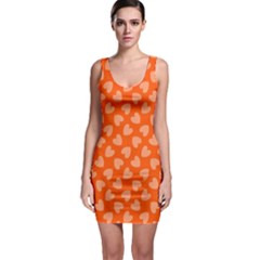 Textured Hearts Orange Bodycon Dress by FunDressesShop
