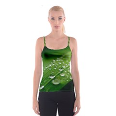 Green Water Leaf Spaghetti Strap Top by artworkshop
