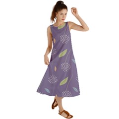 Seamless Pattern Floral Background Violet Background Summer Maxi Dress by artworkshop