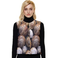 Snail Shells Pattern Arianta Arbustorum Women s Short Button Up Puffer Vest by artworkshop