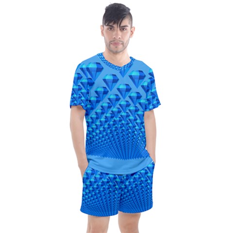 Diamond Pattern Men s Mesh Tee And Shorts Set by Sparkle