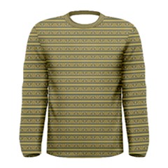 Golden Striped Decorative Pattern Men s Long Sleeve Tee by dflcprintsclothing